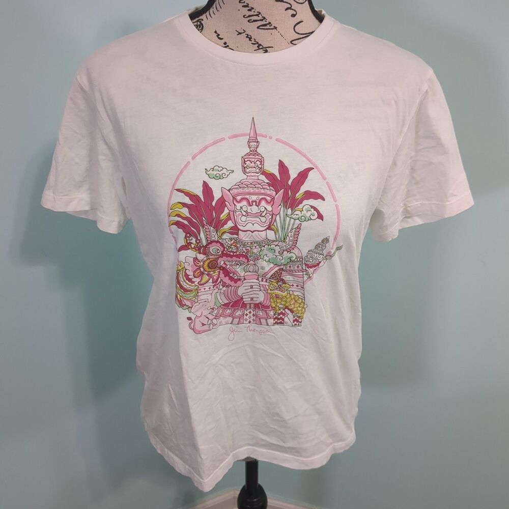 JIM THOMPSON budda Graphic Tee White Cotton T-Shirt extra small